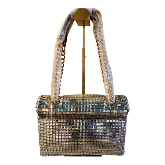 NWT! Kurt Geiger Mirrored Disco Purse w/ Gold Hardware & Dusty - Picture 8 of 12